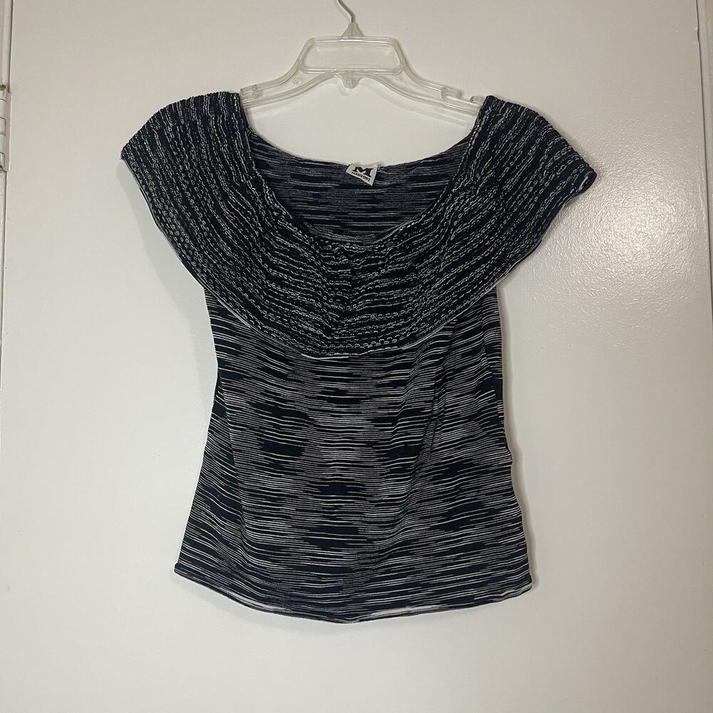 Missoni off shoulder black white knit blouse size IT 44